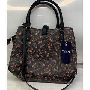 Chaps Black Floral Purse Handle & Shoulder Strap New